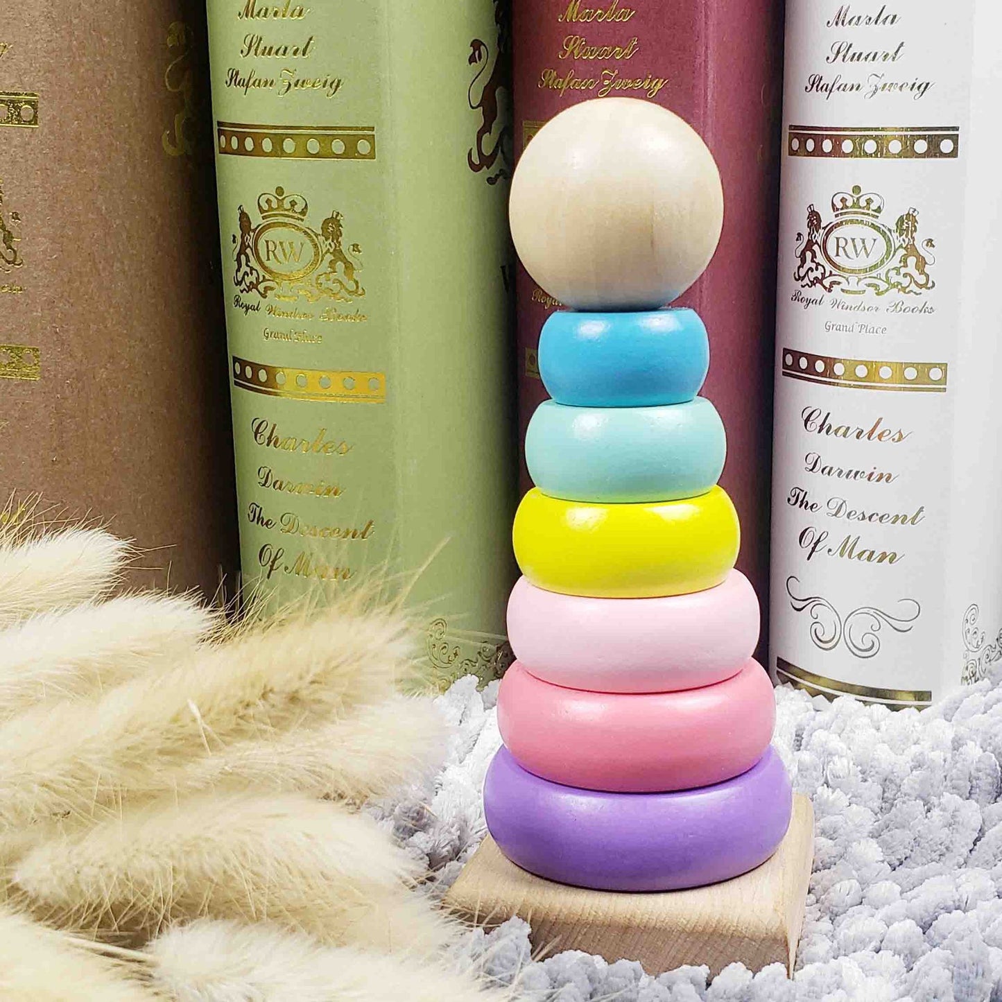 Warm Color Rainbow Stacking Ring Tower Stapelring Blocks Toddler Baby Toys