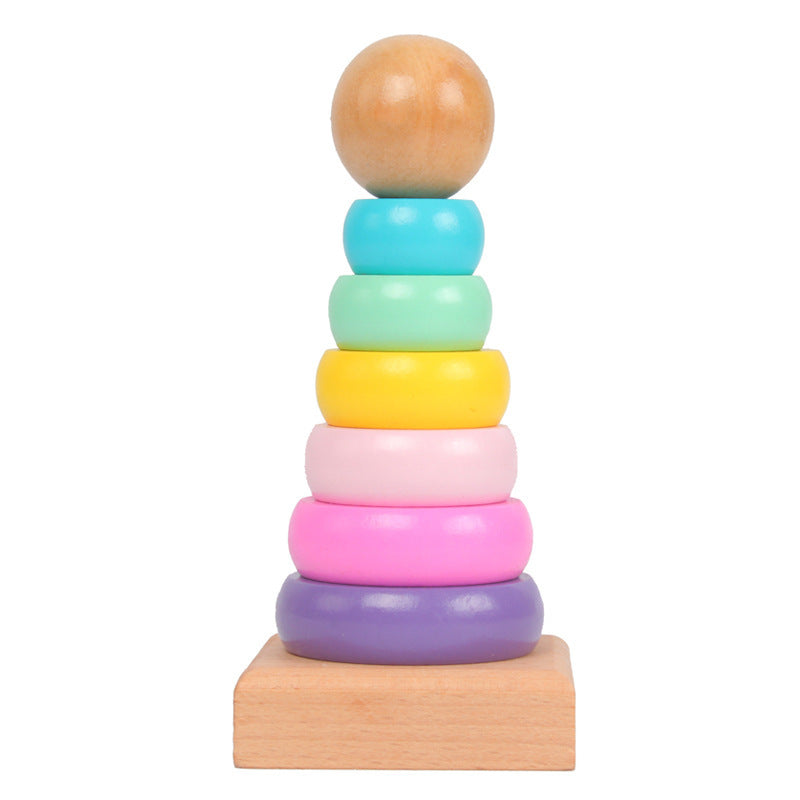 Warm Color Rainbow Stacking Ring Tower Stapelring Blocks Toddler Baby Toys