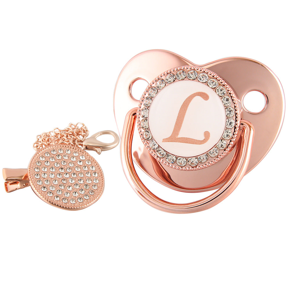 Alphabet Baby Soother Pacifier Rose Gold