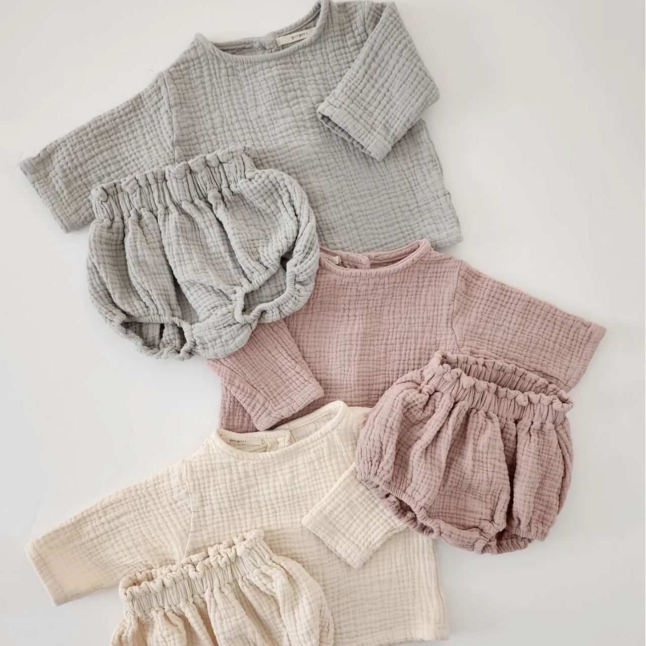 Newborn Neutral Male And Female Baby Thin Cotton Yarn Casual Long Sleeve Cardigan Shirt Shorts