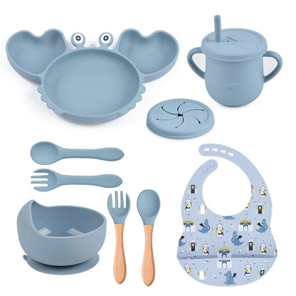 Baby Food Supplement Silicone Crab Tableware Set