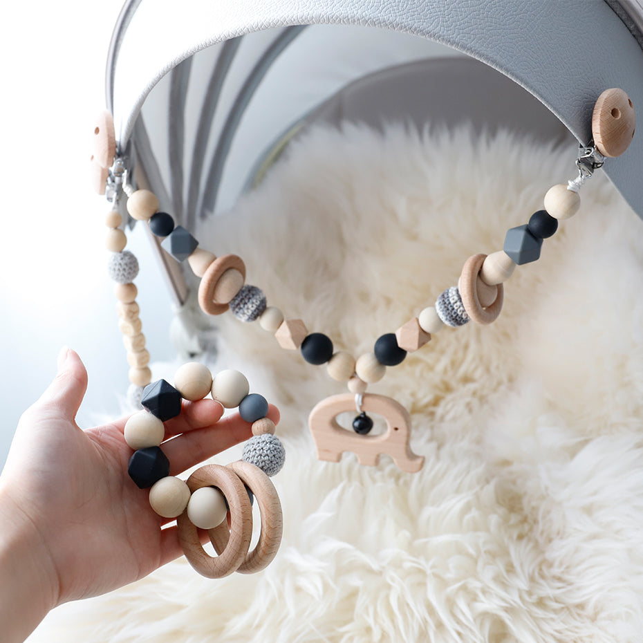 Baby Wooden Teether Soother Chain Set