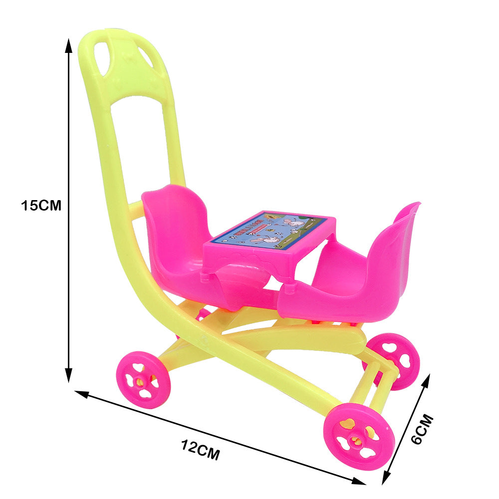 Simulation Double Baby Stroller Decoration Toys Accessories