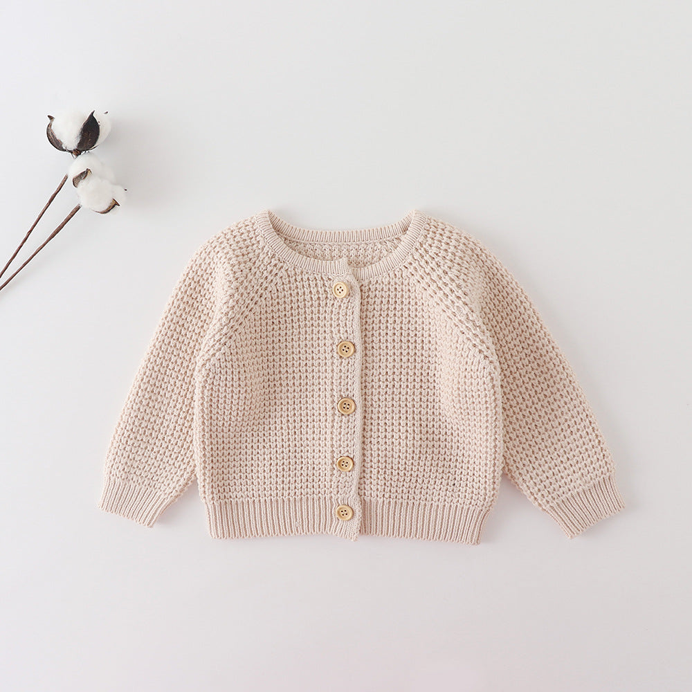 Solid Sweet Net Colour Mesh Knitted Jacket Long Sleeve Newborn Children's Clothing