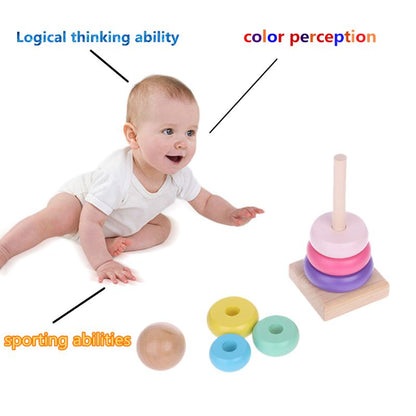 Warm Color Rainbow Stacking Ring Tower Stapelring Blocks Toddler Baby Toys