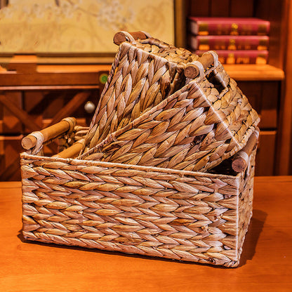 Rattan Storage Basket Organizer Storage Box Straw