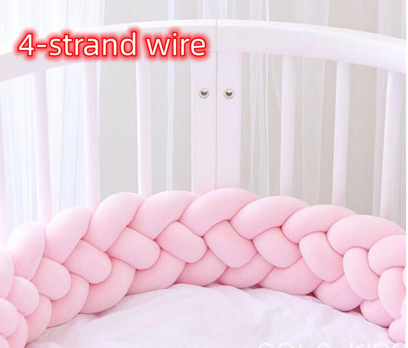 Heightening Baby Braided Crib Bumpers Knot Long Pillow Cushion Bedding Room Dector