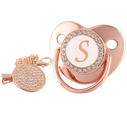 Alphabet Baby Soother Pacifier Rose Gold