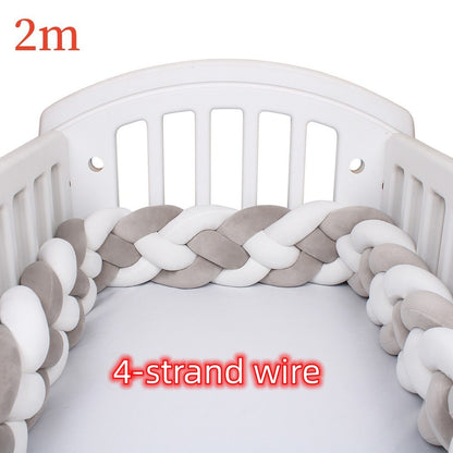 Heightening Baby Braided Crib Bumpers Knot Long Pillow Cushion Bedding Room Dector