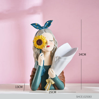 Home Decor Girl Figurine Resin Sculpture Abstract Art Room Decor Nordic Decoration Home Living Room Decoration Accessories Gifts